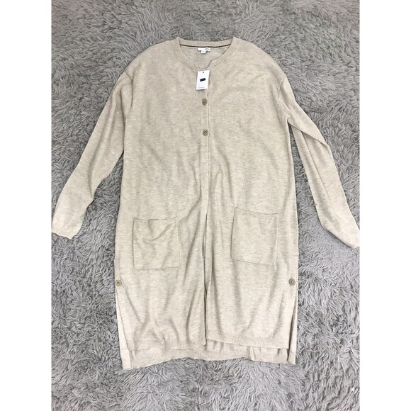 J JILL L CARDIGAN SWEATER DRESS Beige LONG WOOL BLEND $99 - Picture 3 of 8